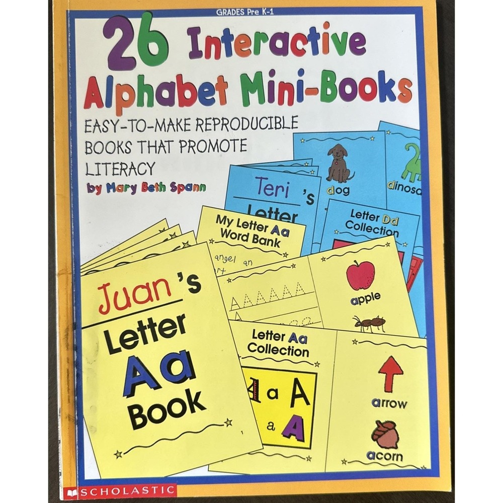 Vtg 26 Interactive Alphabet Mini-Books; Grades Pre K-1, Softback, Reproducible